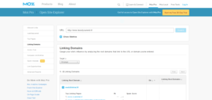 Capture d'écran de l'outil Open SIte Explorer développé par Moz qui vous permet de suivre les backlinks dirigés vers votre site